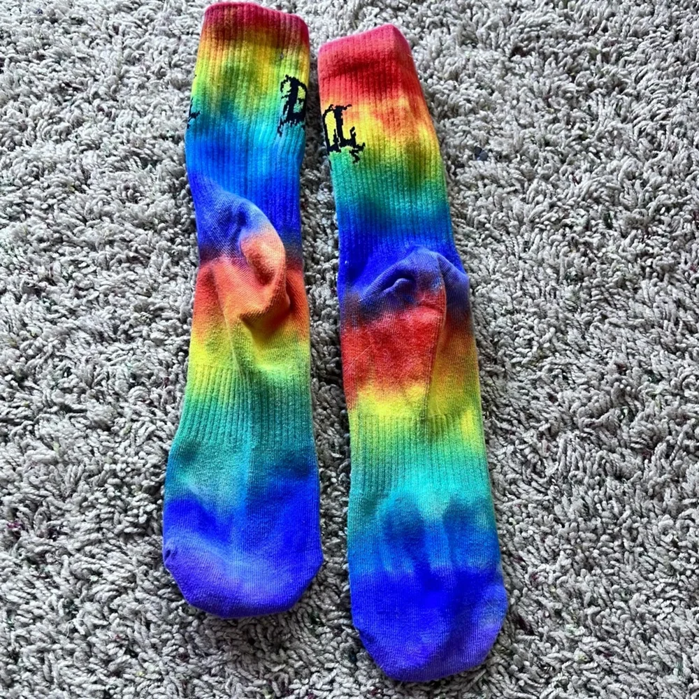 Dolls Kill | Rainbow Crew Socks with logo. Fits women's 8-12US~ish NWoT​